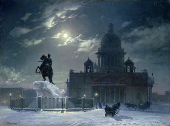 Uitzicht op het monument voor Peter de Grote op het Senaatsplein, St. Petersburg, 1870